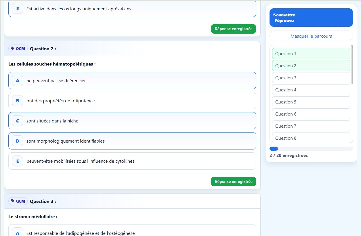 Mockup PRIMEDIS — entraînement QCM